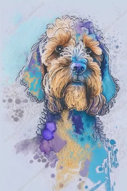 abstract watercolour of a cockapoo dog’s head