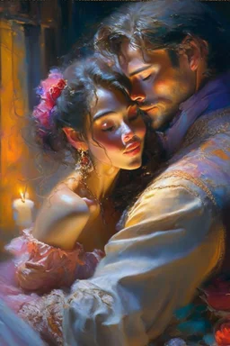 Spanish lovers enchanting love night Nikon D850 extremely detailed Award winning photography fantasy illustration studio lighting high detail fantastic view magical Pino Daeni