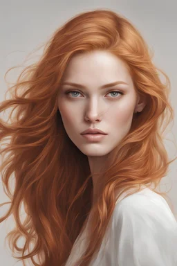 Alexandra "Sasha" Aleksejevna Luss subject is a beautiful long long ginger hair female in a style women eye candy oil paiting In depth detailed render eye candy breathtaking Artgerm Alphonse Much style White background