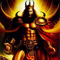 portrait oil on canvas,'And the ten horns which thou sawest are ten kings, which have received no kingdom as yet; but receive power as kings one hour with the beast',comic book cover, mystical colors,insanely detailed,realistic,intrincate detail, 16k resolution, masterpiece,Simon Bisley,Frank Frazetta,Alex Horley,ARTHUR ADAMS