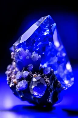 dark blue Achroite Crystal big close up stone on purple background