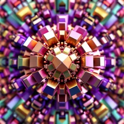 a mandelbulb 3d fractal made of metallic random color cubes a pertty artistc background
