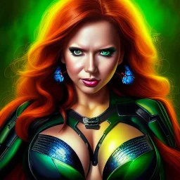 ultra detailed fullbody portrait of busty beautiful Black Widow, extremely detailed digital painting, intrincate, extremely detailed smiling face,crystal clear Big Green eyes, in the style of Ohrai Noriyoshi and robert e howard and pablo oliveira and Ken Kelley and Keith Parkinson,mystical colors,perfectly centered image, perfect composition, rim light, beautiful lighting,8k, stunning scene, raytracing