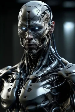 a deadly man cool cyborg thats far away looking for humanes
