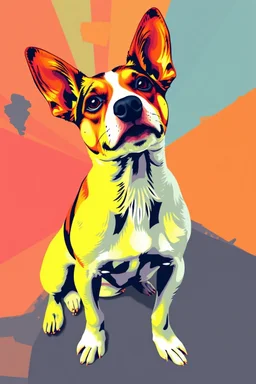 jack russel in the style of popart