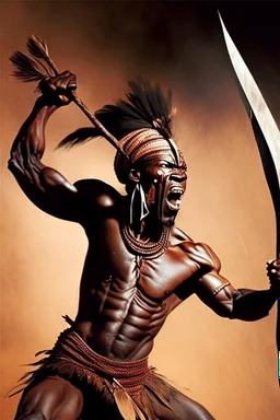 Shaka zulu throwing a spear