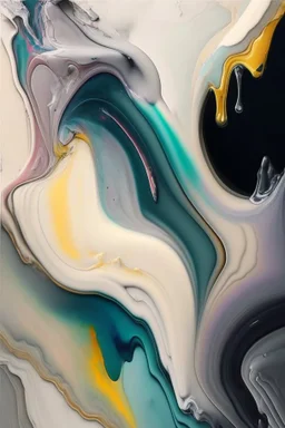 Painting, colors, poured colors, light colors, glossy, marble, gray