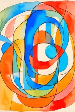 Abstract watercolour in the style of Barbara Hepworth