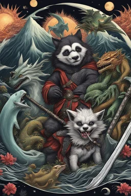 Dragon cannabis sword fantasy panda volcano shark horse cat dog lemur ocean city stars moon sun