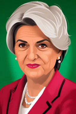 Extremely rich female politician portrait
