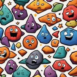 cartoon asteroids with faces