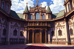 Royal archives of miranda palace, medieval, in anime style