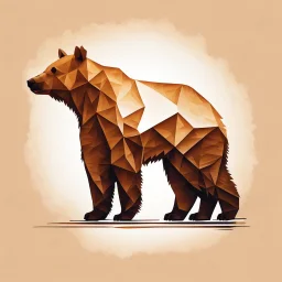 silhouette of a brown bear, letterpress style 2d lowpoly lookalike, minimalistic high contrast pencil art