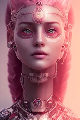 cyborg, indian woman, pink hair, perfekt eyes, smile, real