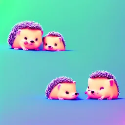 isometric clean art of two super cute baby kawaii style hedgehogs in love, soft lighting, soft pastel gradients, high definition, 3d icon clay render, blender 3d