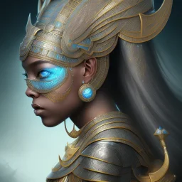 sango fantasy, fantasy magic, intricate, sharp focus, illustration, highly detailed, digital painting, concept art, matte, masterpiece head sexy African beauty black hair space lady silver tiger head Egyptian princess pyramid