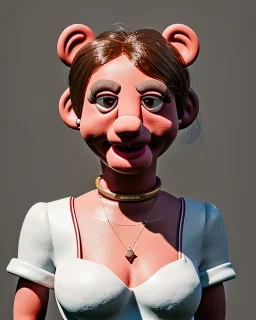 waitress woman muppet head, skin body and arms, concept art, retro style, smooth, unreal engine 5, god lights, ray tracing, RTX, lumen lighting, ultra detail, volumetric lighting, 3d.