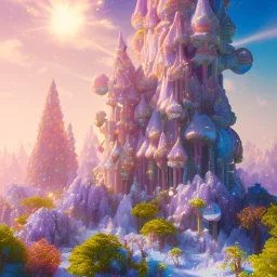 blu and violet landsacape with multicolored crystals falling from the sky, full of details, smooth, bright sunshine，soft light atmosphere, light effect，vaporwave colorful, concept art, smooth, extremely sharp detail, finely tuned detail, ultra high definition, 8 k, unreal engine 5, ultra sharp focus