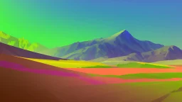 A drawing of a landscape, color gradients, Different art techniques