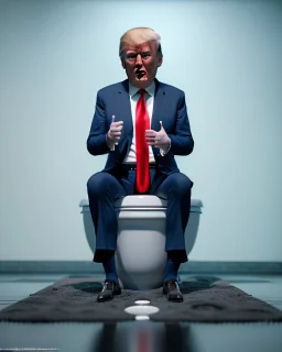 Donald Trump sitting in toilet scene, pants down, realistic image, hooper style, casual, concept art, smooth, unreal engine 5, god lights, ray tracing, RTX, lumen lighting, ultra detail, volumetric lighting, 3d.