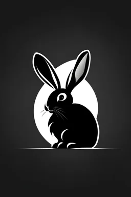 Design a rabbit logo using only monochrome vectors. Focus on creating depth and contrast using just one color and its varying shades.