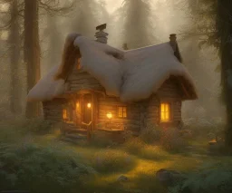 beautiful hyperrealistic cottage in the forest, highly detailed, digital painting, trending artstation, concept art, illustration, cinematic lighting, vibrant colors, photorealism, epic, octane render