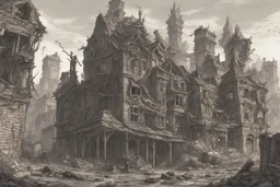 ruined victorian city post-apocaliptic cursed wilderness malice forggotten lands