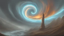 eye of the storm, twister, vortex, round, by greg rutkowski and jeffrey smith, trending on artstation