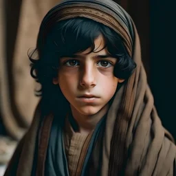 فتى انمي شعره اسود لديه عينان عسليه يرتدي ملابس عربية قديمه