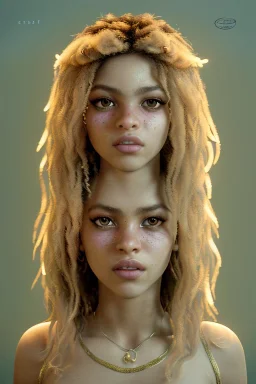 Shakira artist, Realistic image, natural waist up portrait, natural busty , perfect eyes, glow, circle iris, eye liner. spray line make up, glow. lips, gold. big rings piercing, led ornament. coat, vibrant color, highly detailed, art stations, concept art, smooth, unreal engine 5, god lights, ray tracing, RTX, lumen lighting, ultra detail, volumetric lighting, 3d, finely drawn, high definition, 4k.