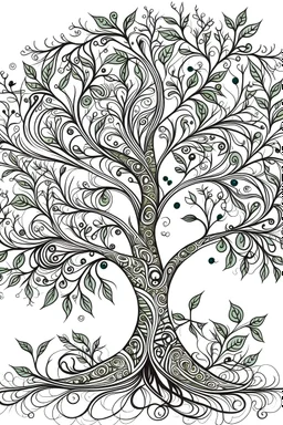 Whimsical tree with branches line art with space