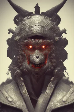 Furious rage, samurai warrior mask, close-up, macro lens, centered camera, intricate details, small minutiae, tiny features, particulars, colorful, 8k, least ambient occlusion, volumetric lighting,