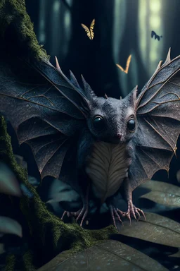 Forest Nymph bat fused ,majestic, Realistic photography, incredibly detailed, ultra high resolution, 8k, complex 3d render, cinema 4d