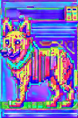 dog pixel art futuristic