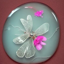  Прозрачная Бабочка из воды и цветок в жемчужном сиянии