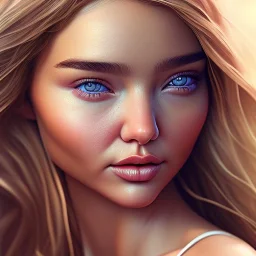 highly detailed girl miranda kerr, pale eyes, long blonde hair, portrait, Bokeh, shallow depth of field, blur, out-of-focus background, Macro lens, highly detailed, unreal engine 5