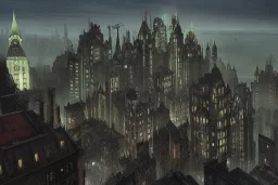 Dark city Insland+Quebec city hill+ canal+bridges+corner building on hill+Gothic city+BioShock+Dishonored+Bloodborne +trieste+Edinburgh+Chicago+victorian London+decòpunk Skyscraper+ +steampunk+biopunk+alphonse mucha, greg rutkowski,matte painting, cryengine, hyper detailed, felix kelly, fantasy art, seb mckinnon