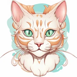 Beautiful cat character drawing colored 3D