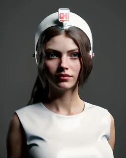 waitress woman with muppet head helmet mask, concept art, retro style, smooth, unreal engine 5, god lights, ray tracing, RTX, lumen lighting, ultra detail, volumetric lighting, 3d.