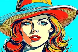 beautiful woman in hat in pop art style vector