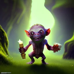 Clash of clans art style of a cute gollum inside cave, full body, by mobeius, au naturel, hyper detailed, digital art, trending in artstation, cinematic lighting, studio quality, smooth render, unreal engine 5 rendered, octane rendered, art style by klimt and nixeu and ian sprigger and wlop and krenz cushart