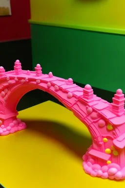 A light pink bridge made out of candy painted by Vincent van Gogh