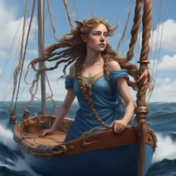 Circe the awesome nymph with lovely braids who speaks with human voice, sent us a hardy shipmate, yes, a fresh following wind ruffling up in our wake, bellying out our sail to drtve our blue prow on as we, 10 securing the running gear from stem to stern, sat back while the wind and helmsman kept her true on course. The sail stretched taut as she cut the sea all day and the sun sank and the roads of the world grew dark.