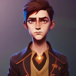 Portrait of a handsome brown haired little warlock kid by Nick Harris