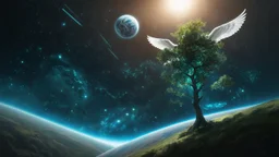 matrix universe, space, planets, god creation, angels from other dimensions, trees on the planet under, tiberium groving