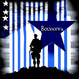 The text "Bolivar appreciates its veterans" with some blue stars and an American flag and a silhouette of a soldier. None of the components of the image should look plastic.