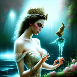 romantic fantasy spray painting, delicate hand in water