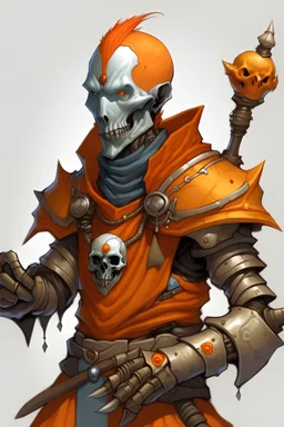 Warforged wizard with a orange mohawk.
