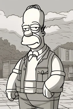 Crea a Homero Simpsom, feliz en un dia nublado, feliz por el clima. Al estilo de walt disney
