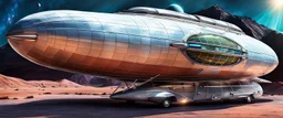 dirigible NCC 1701 hybrid, retrofuturistic, phototrealism, united federation of planets camper blimp